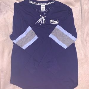 PINK Lace Up Sweatshirt